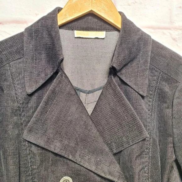 Michael‎ Michael Kors Jacket Womens Large Gray Belted Double Breasted Corduroy - Picture 4 of 12